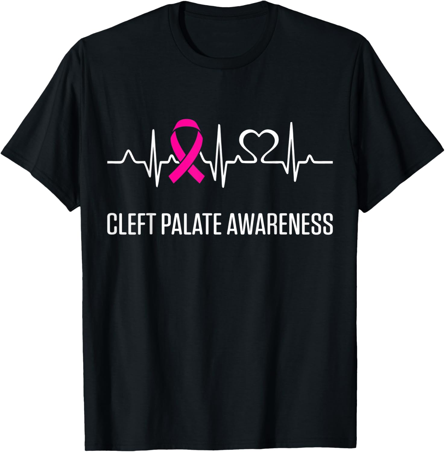 Cleft Palate Lip Heartbeat Cleft Strong Awareness T-Shirt - T-Shirt | Black