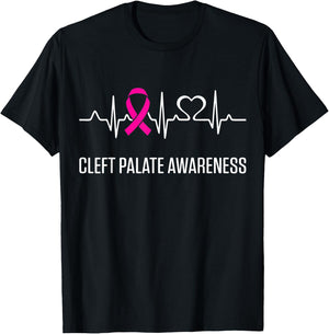 Cleft Palate Lip Heartbeat Cleft Strong Awareness T-Shirt - T-Shirt | Black