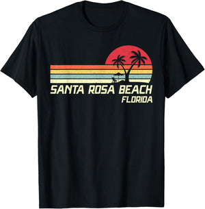 Summer Vacation Vintage Florida Santa Rosa Beach T-Shirt - T-Shirt | Black