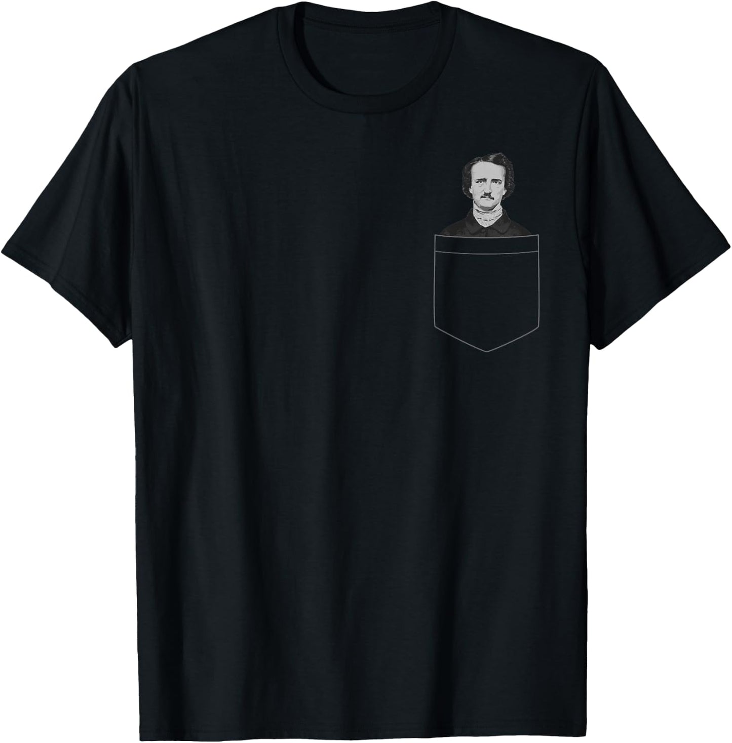 Edgar Allan Poe Pocket Shirt Funny Literary Poet Gift T-Shirt - T-Shirt | Black