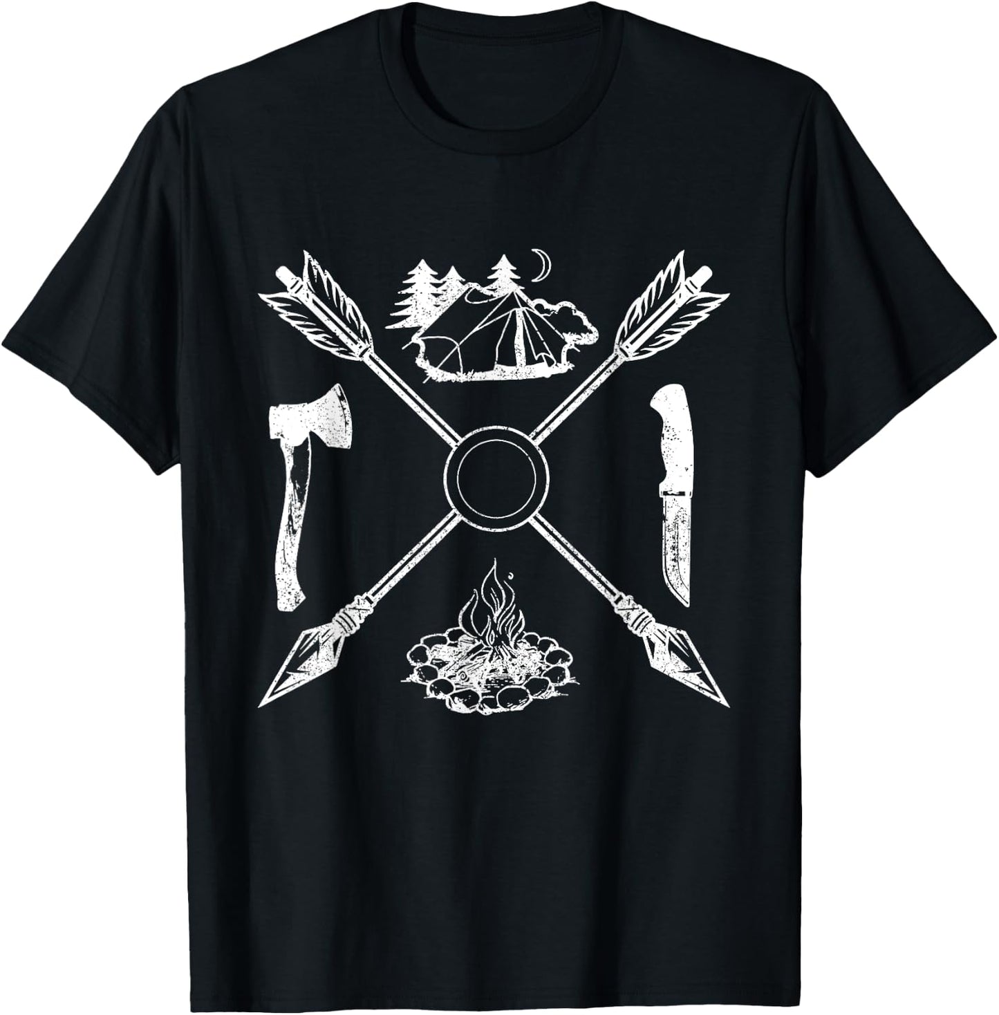 Bushcraft Apparel Co. Vintage Modern Mix Outdoor Camping , Black, Small T-Shirt - T-Shirt | Black