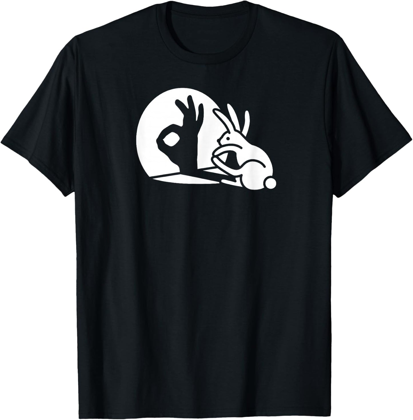 Bunny rabbit OK okay shadow hand gesture sign circle game T-Shirt - T-Shirt | Black