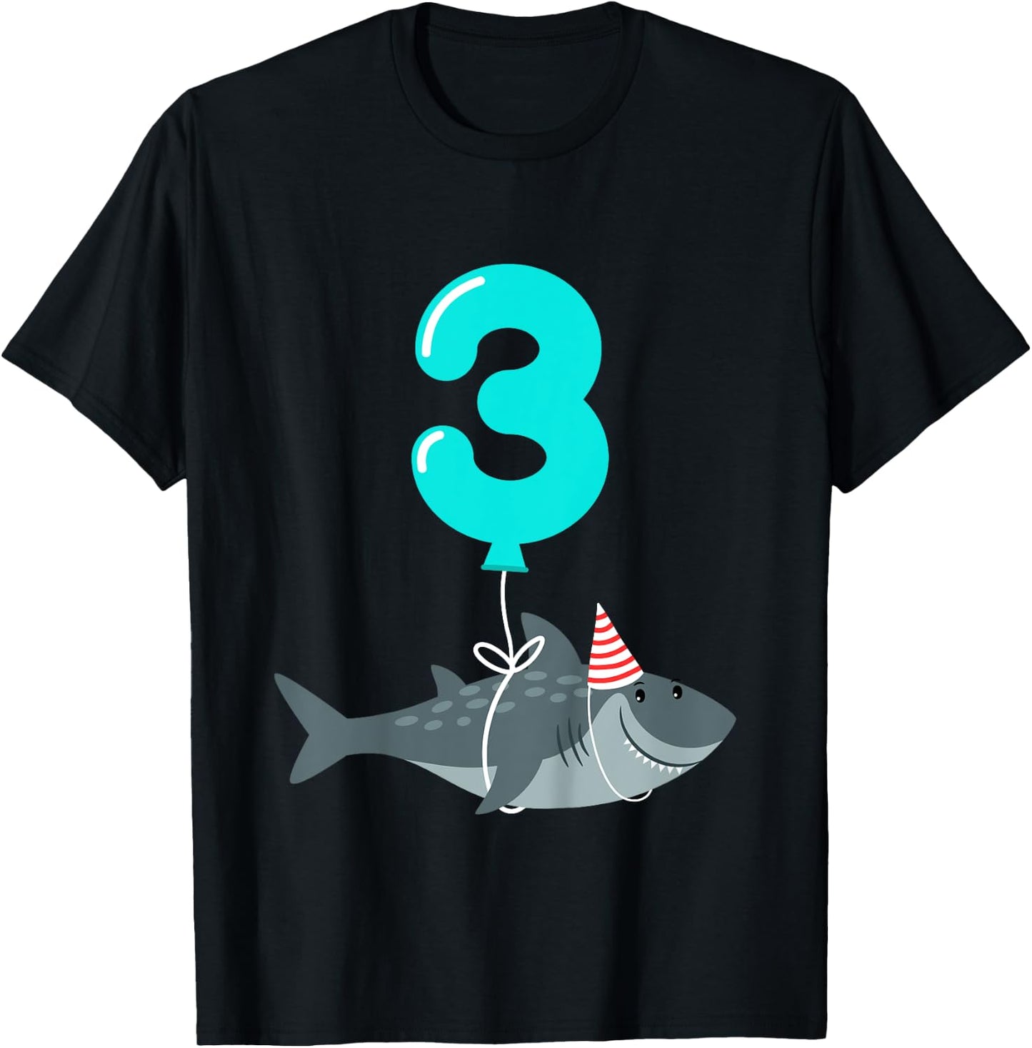 3rd Birthday Shark Shirt | Cute 3 Year Old Shark Gift Shirt T-Shirt - T-Shirt | Black
