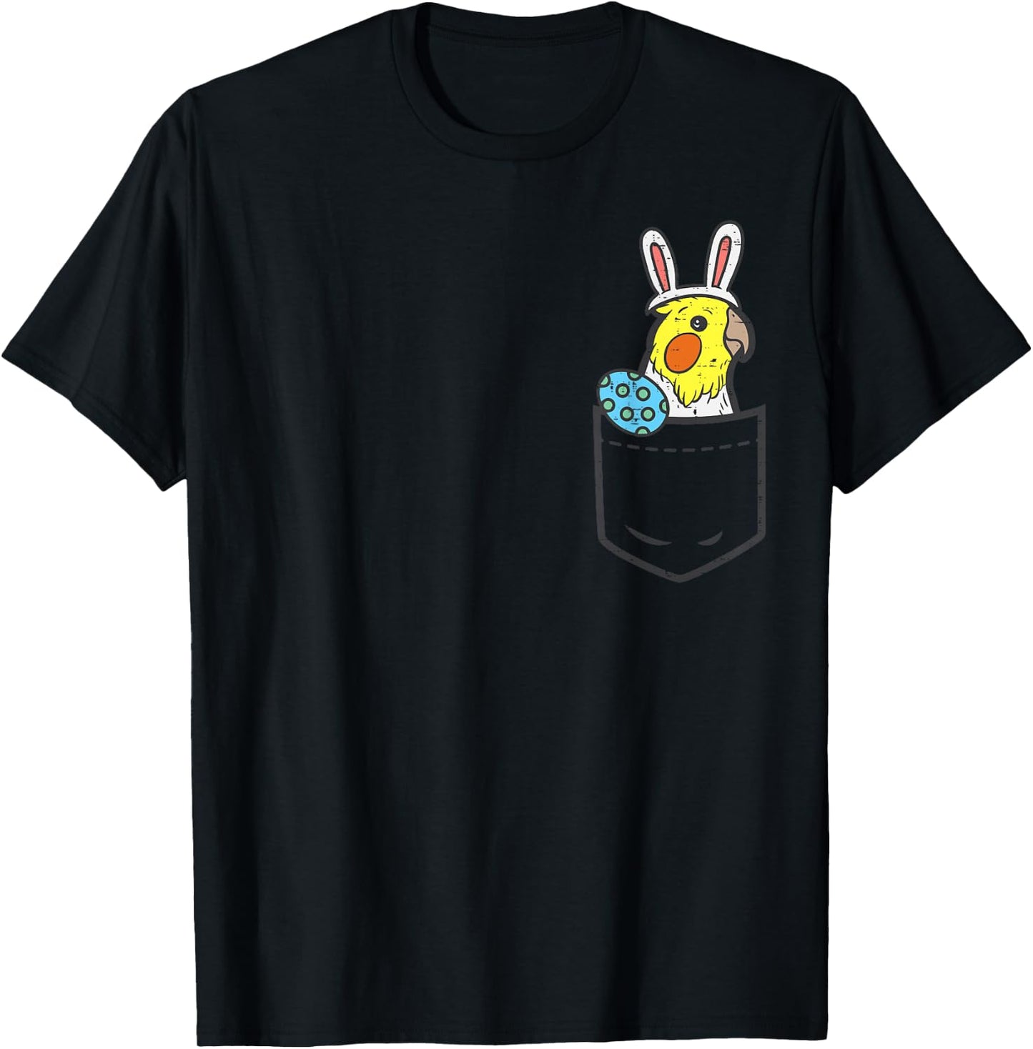 Pocket Easter Cockatiel Bunny Egg Cute Bird Men Women Kids T-Shirt - T-Shirt | Black