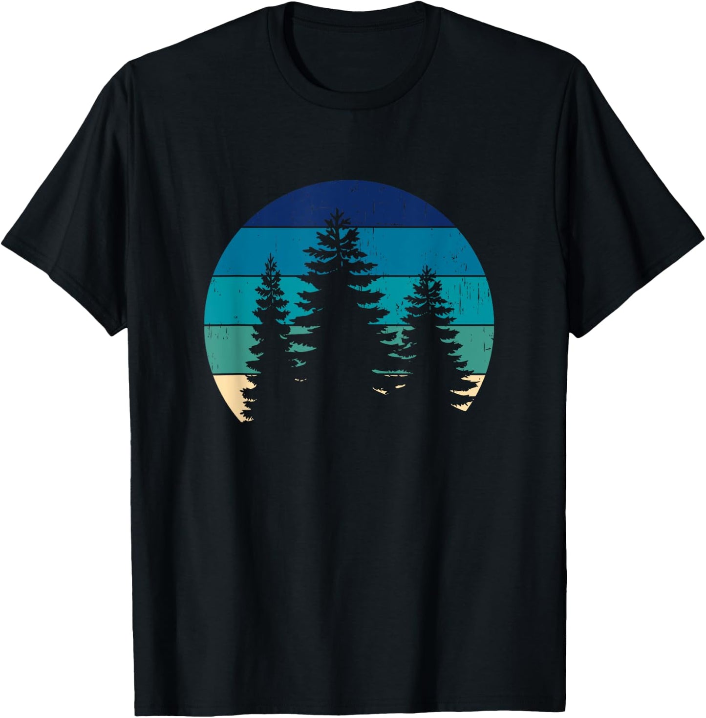 Outdoor retro minimalist pine tree T-Shirt - T-Shirt | Black
