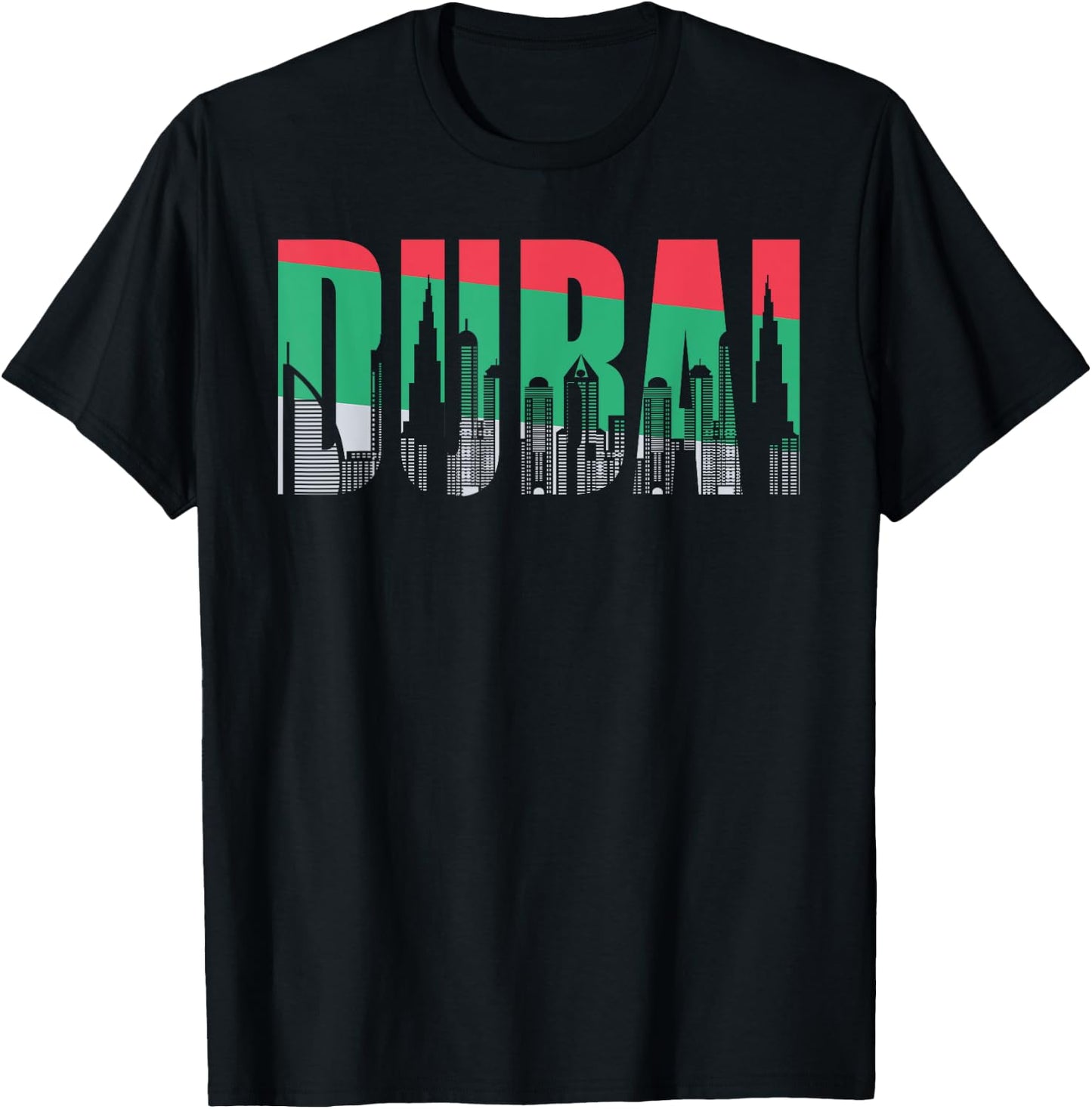 Dubai Skyline Flag Souvenir Gift UAE Pride T-Shirt - T-Shirt | Black