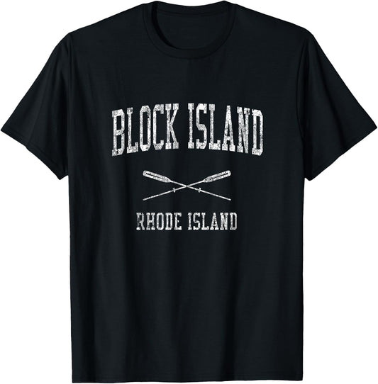Block Island Rhode Island RI Vintage Nautical Sports Design T-Shirt - T-Shirt | Black