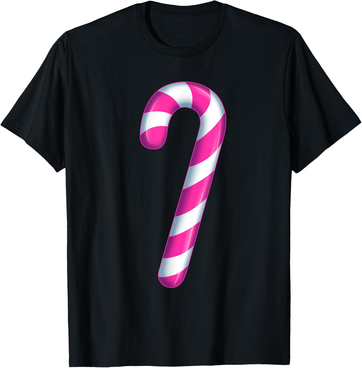 Pink and White Candy Cane Merry and Bright Women Costume T-Shirt - T-Shirt | Black