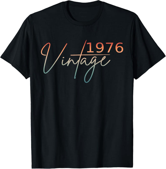 50th Birthday Vintage 1976 Retro 50 Year Old Born in 1976 T-Shirt - T-Shirt | Black