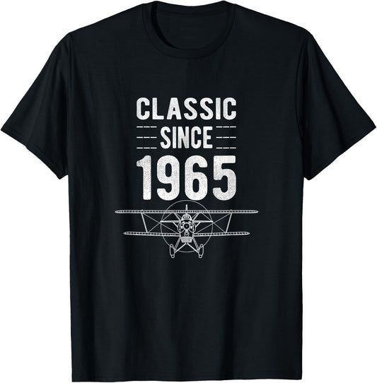 Classic 1965 Airplane Aviation 60 Year Old 60th Birthday T-Shirt - T-Shirt | Black
