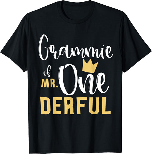 Grammie of Mr Onederful 1st Birthday First One-Derful Nanny T-Shirt - T-Shirt | Black