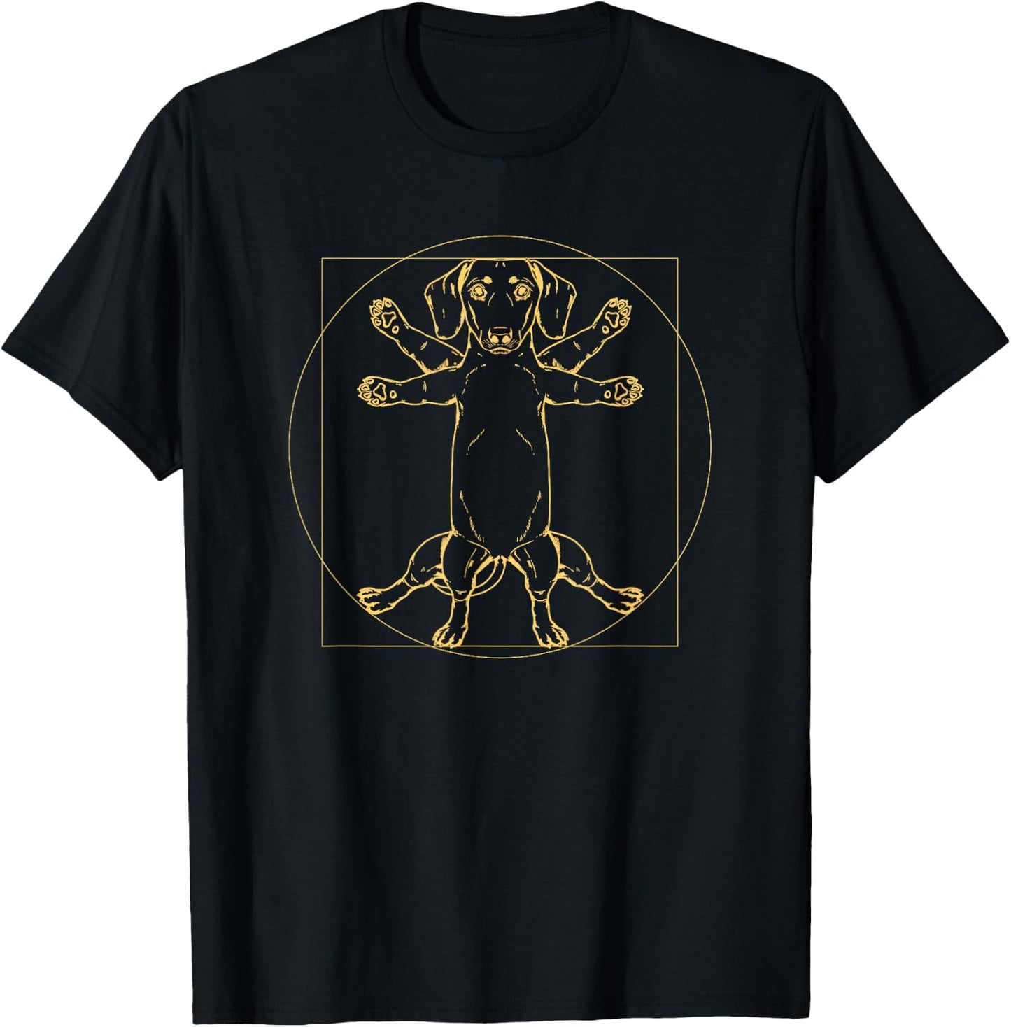Vitruvian Dachshund Proportions Da Vinci Dog Teckel Dackel Women Girls Kids T-Shirt - T-Shirt | Black