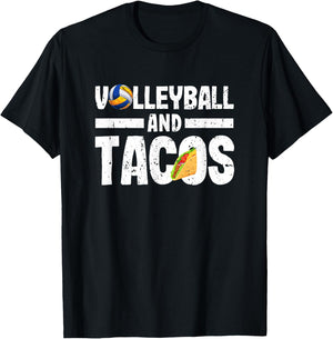 Volleyball And Tacos Funny Vball Taco Player Mexican Lover T-Shirt - T-Shirt | Black