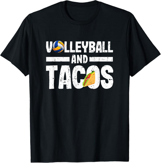 Volleyball And Tacos Funny Vball Taco Player Mexican Lover T-Shirt - T-Shirt | Black