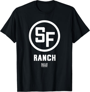 Warner Bros. Dallas TV Series Southfork Ranch -Adults Blue Solid with Letter Print T-Shirt - T-Shirt | Black