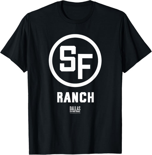 Warner Bros. Dallas TV Series Southfork Ranch -Adults Blue Solid with Letter Print T-Shirt - T-Shirt | Black