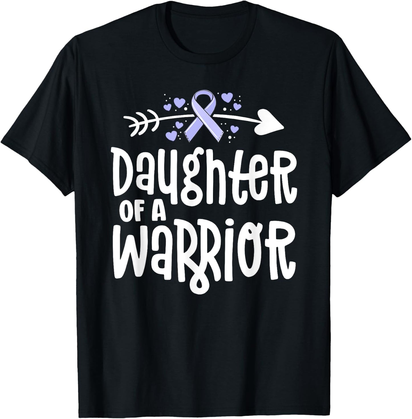 Daughter Of A Warrior Periwinkle Stomach Cancer Awareness T-Shirt - T-Shirt | Black