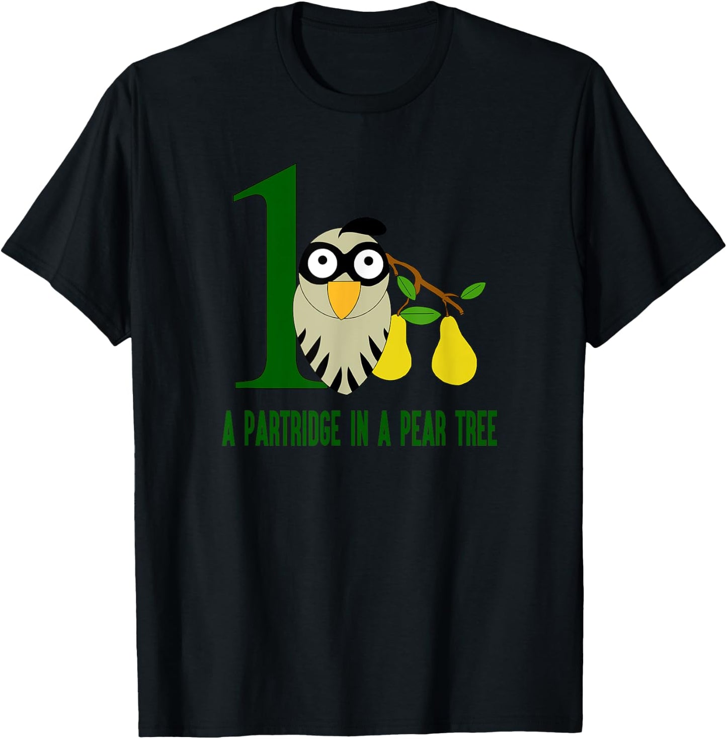 A Partridge in Pear Tree Song 12 Days Christmas T-Shirt - T-Shirt | Black