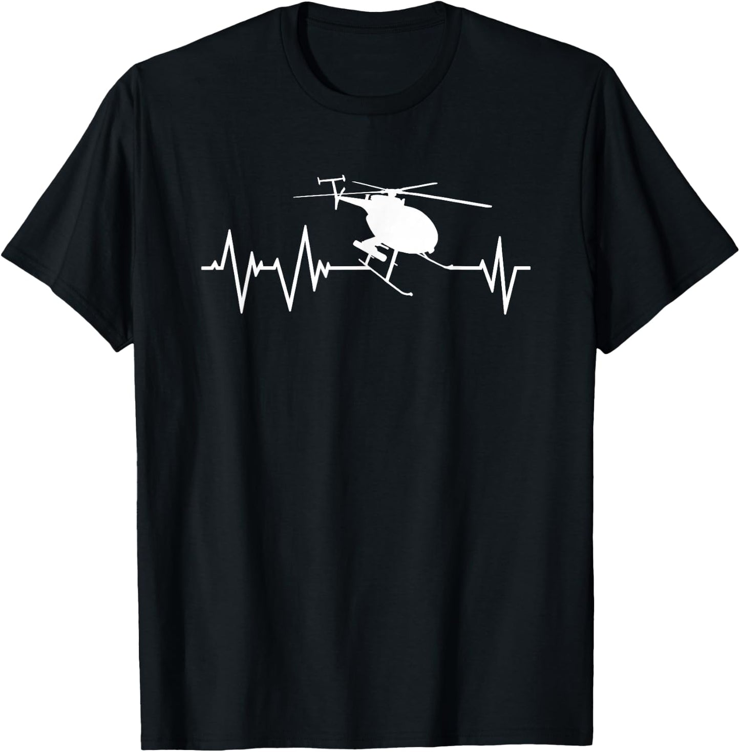 Great Helicopter Heartbeat Gift Pilot T-Shirt - T-Shirt | Black