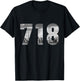 New York City 718 Area Code Skyline Queens NY NYC Vintage T-Shirt - T-Shirt | Black