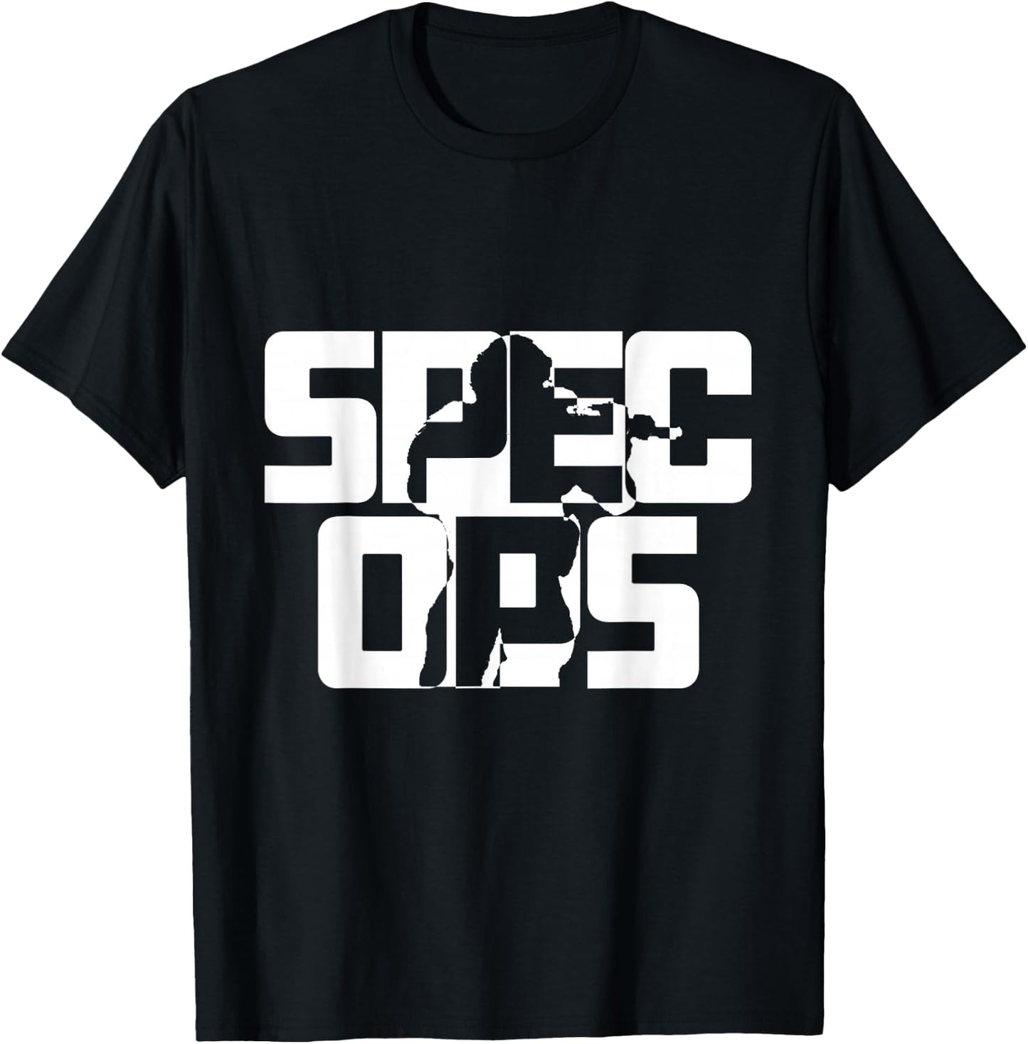 Spec Ops Tactical Military Silhouette Bold Design T-Shirt - T-Shirt | Black