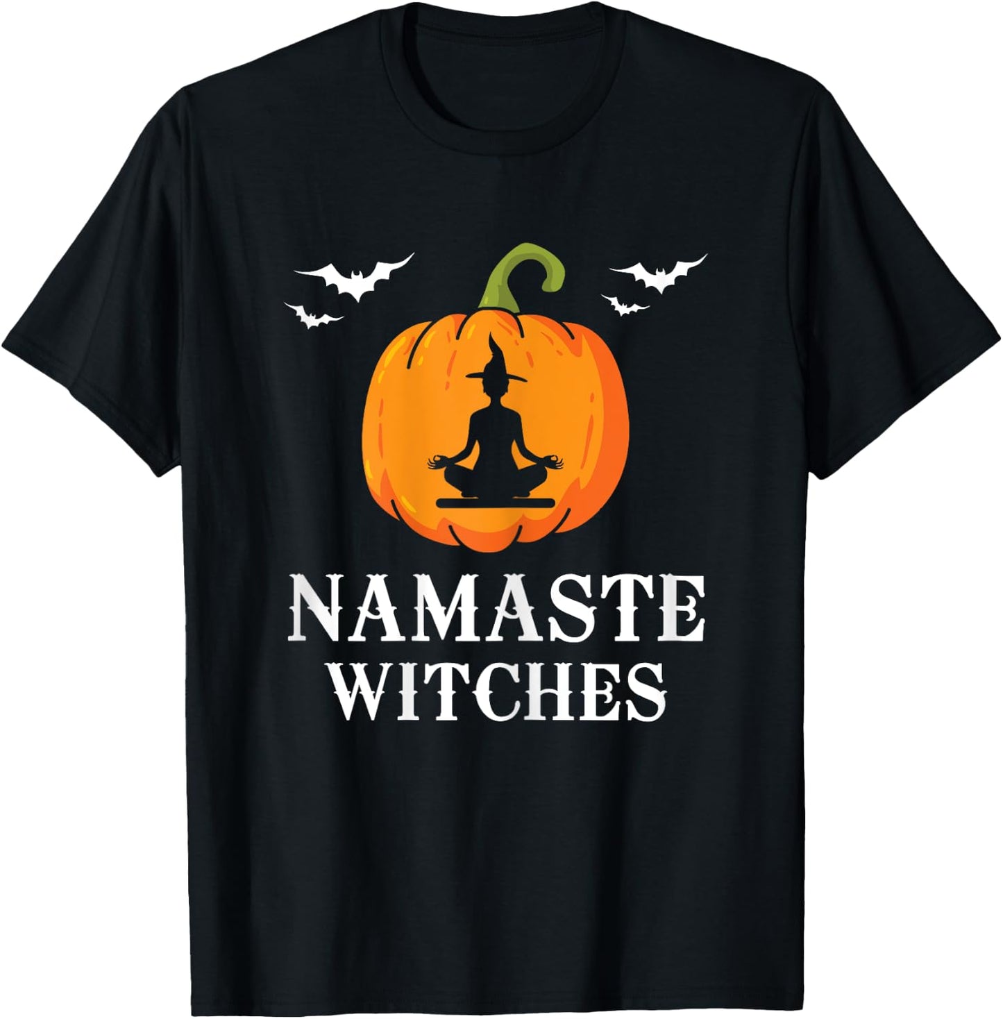 Namaste Witches Pumpkin Yoga meditation Halloween Women Fun T-Shirt - T-Shirt | Black