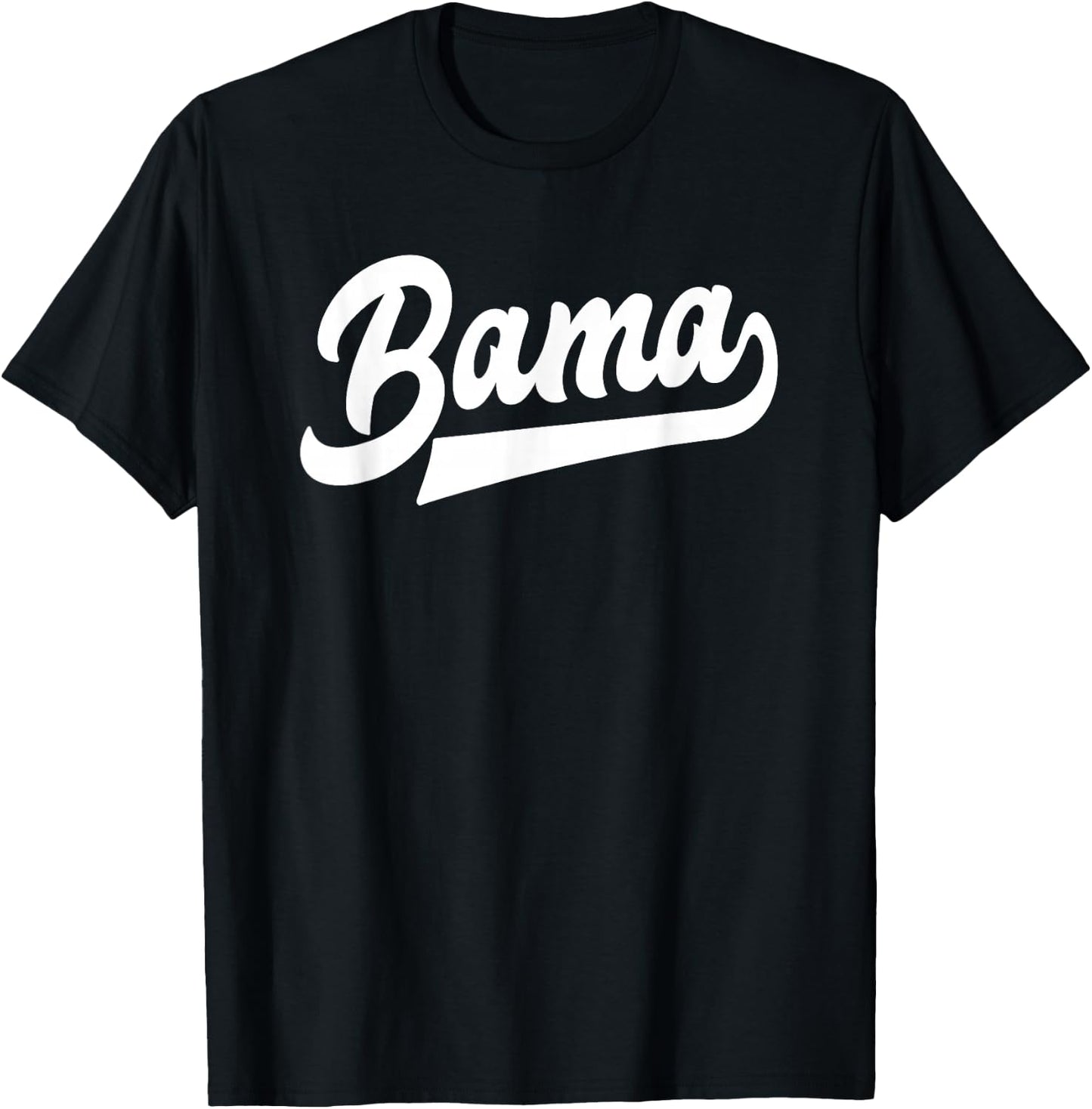 Bama Alabama White Script Design Southern T-Shirt - T-Shirt | Black