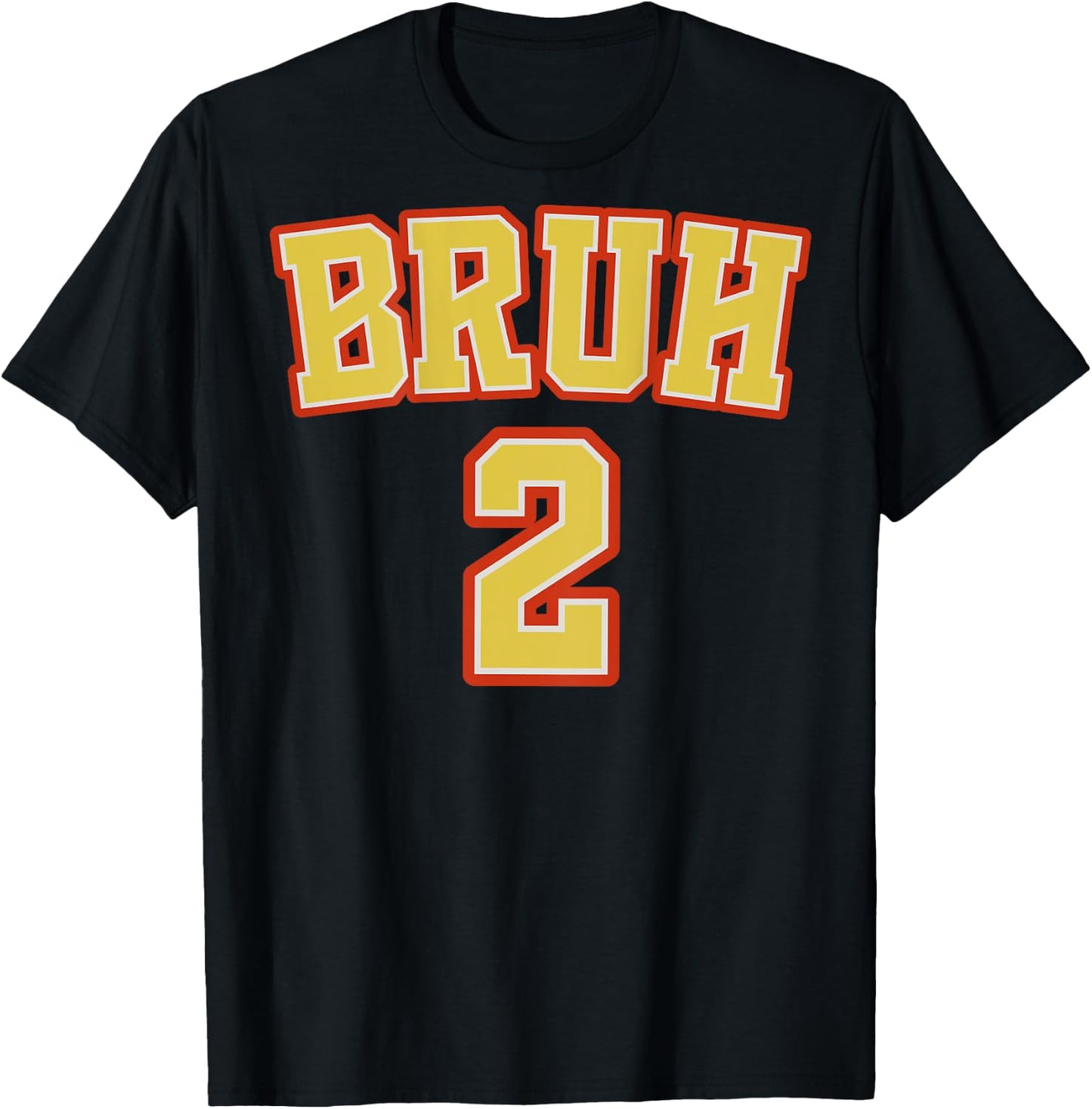 (BACK PRINT) Bruh 1 and 2 Funny Matching Brother Twin Boys T-Shirt - T-Shirt | Black
