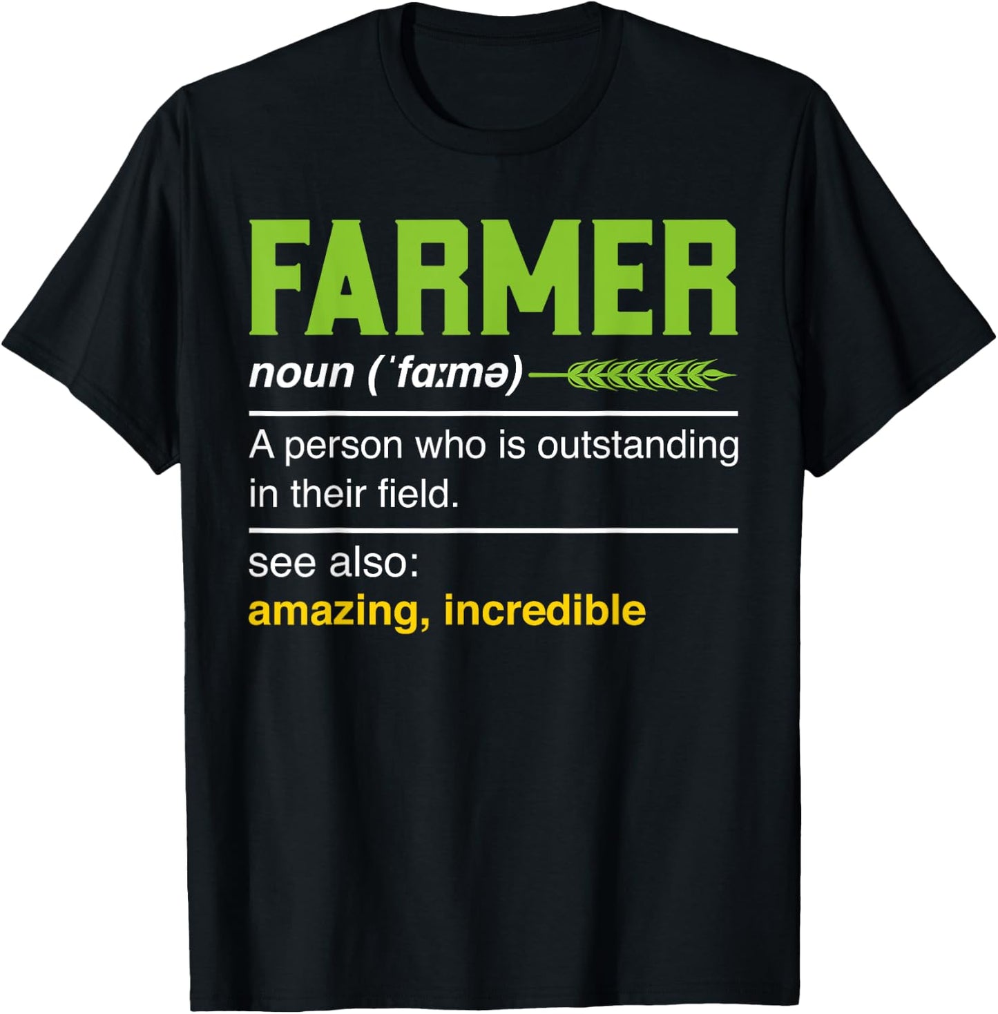 Farmer Definition Noun - Funny Farming Agriculturist Farmer T-Shirt - T-Shirt | Black
