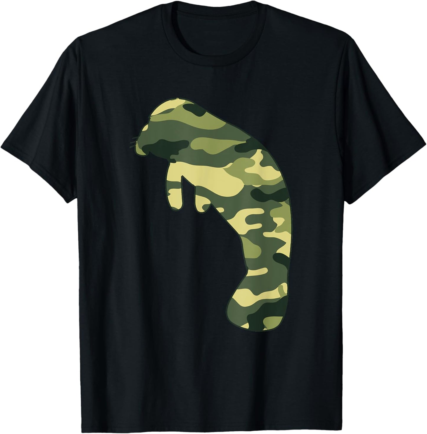 Military Dugong Camo Men Print US Manatee Veteran Gift T-Shirt - T-Shirt | Black