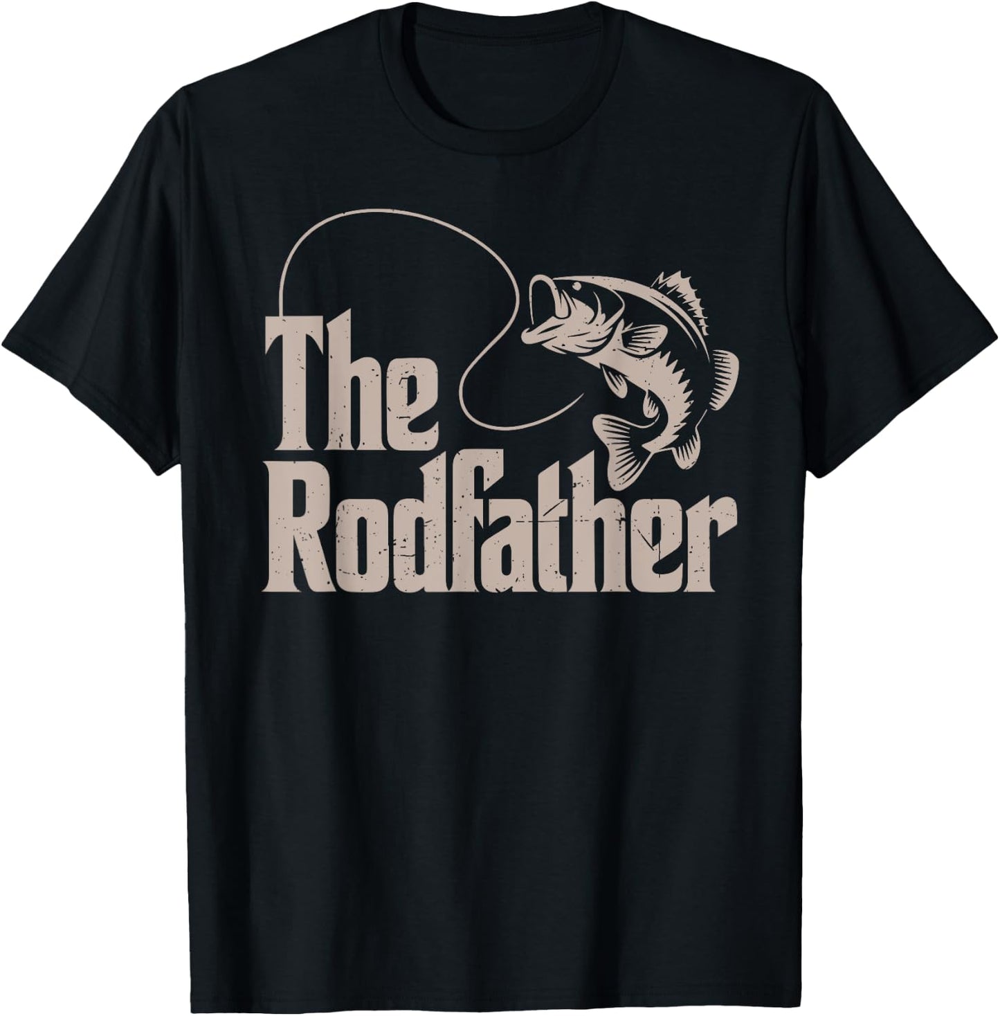 The Rodfather Step Dad Fishing Father Day Gift from Daughter T-Shirt - T-Shirt | Black