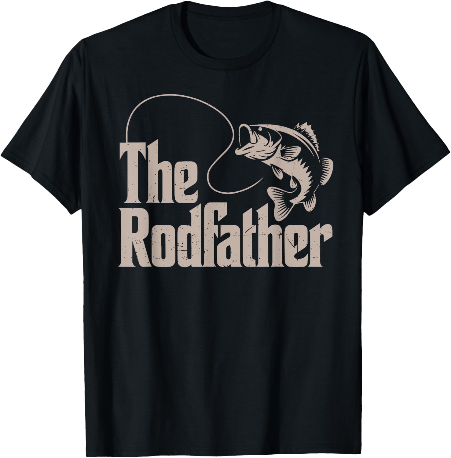 The Rodfather Step Dad Fishing Father Day Gift from Daughter T-Shirt - T-Shirt | Black