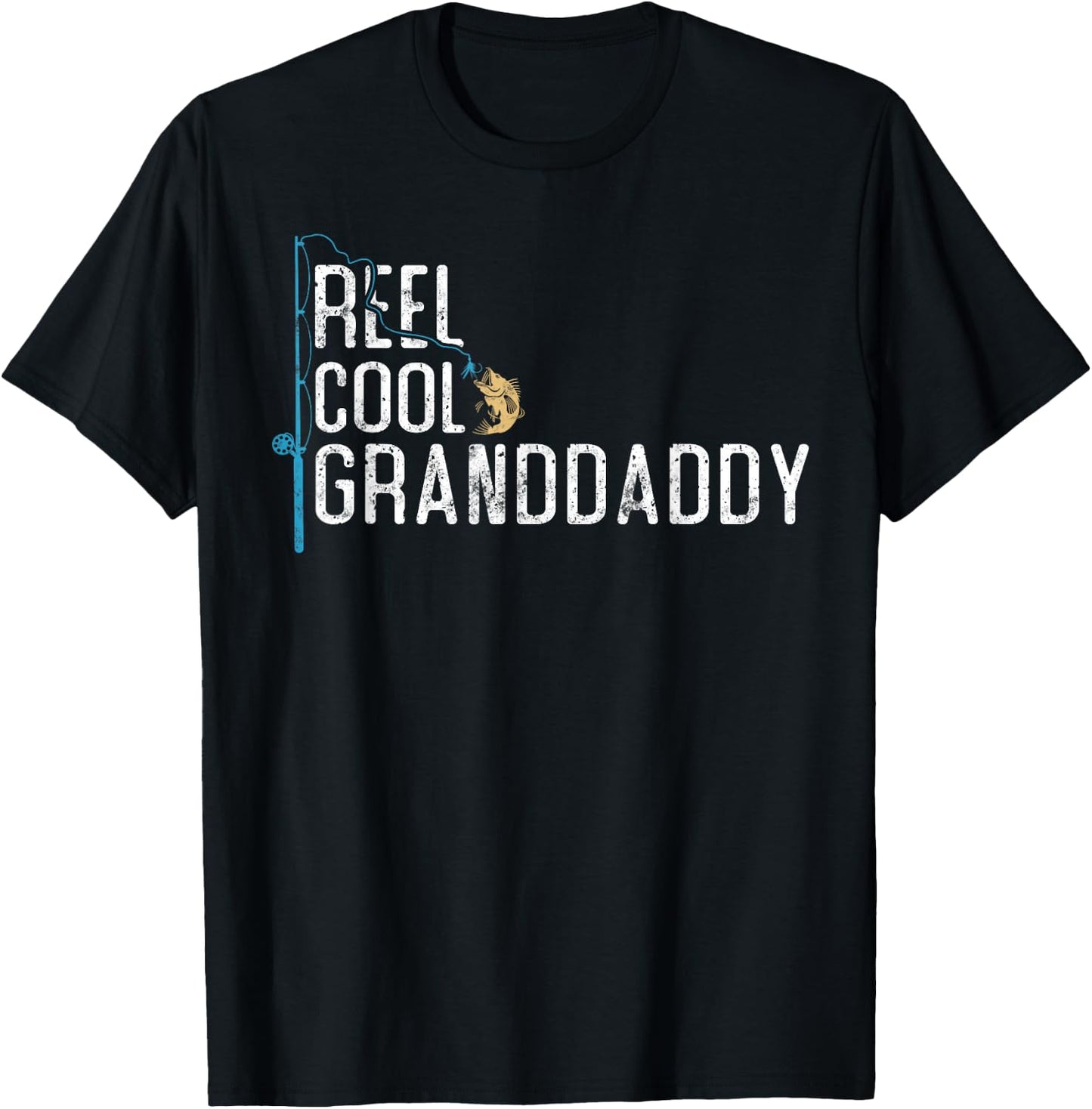 Reel Cool Granddaddy vintage funny fishing rod gifts grandpa T-Shirt - T-Shirt | Black