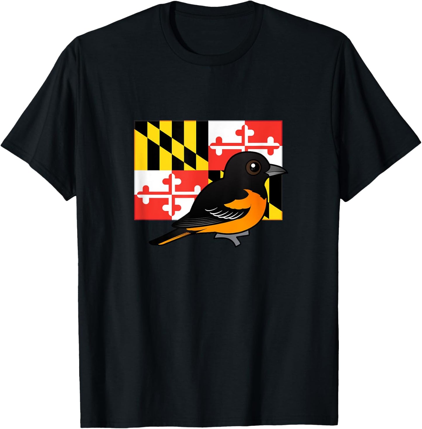 State Birdorable of Maryland: Cute Baltimore Oriole T-Shirt - T-Shirt | Black