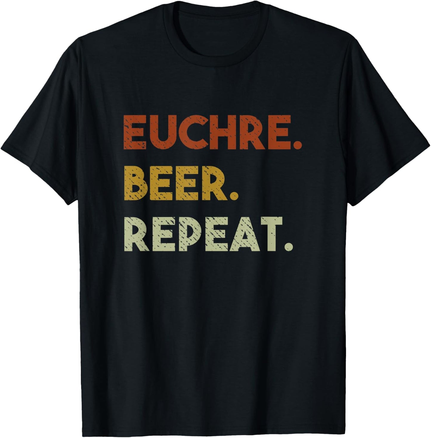Euchre Beer Repeat Funny Euchre T-Shirt - T-Shirt | Black