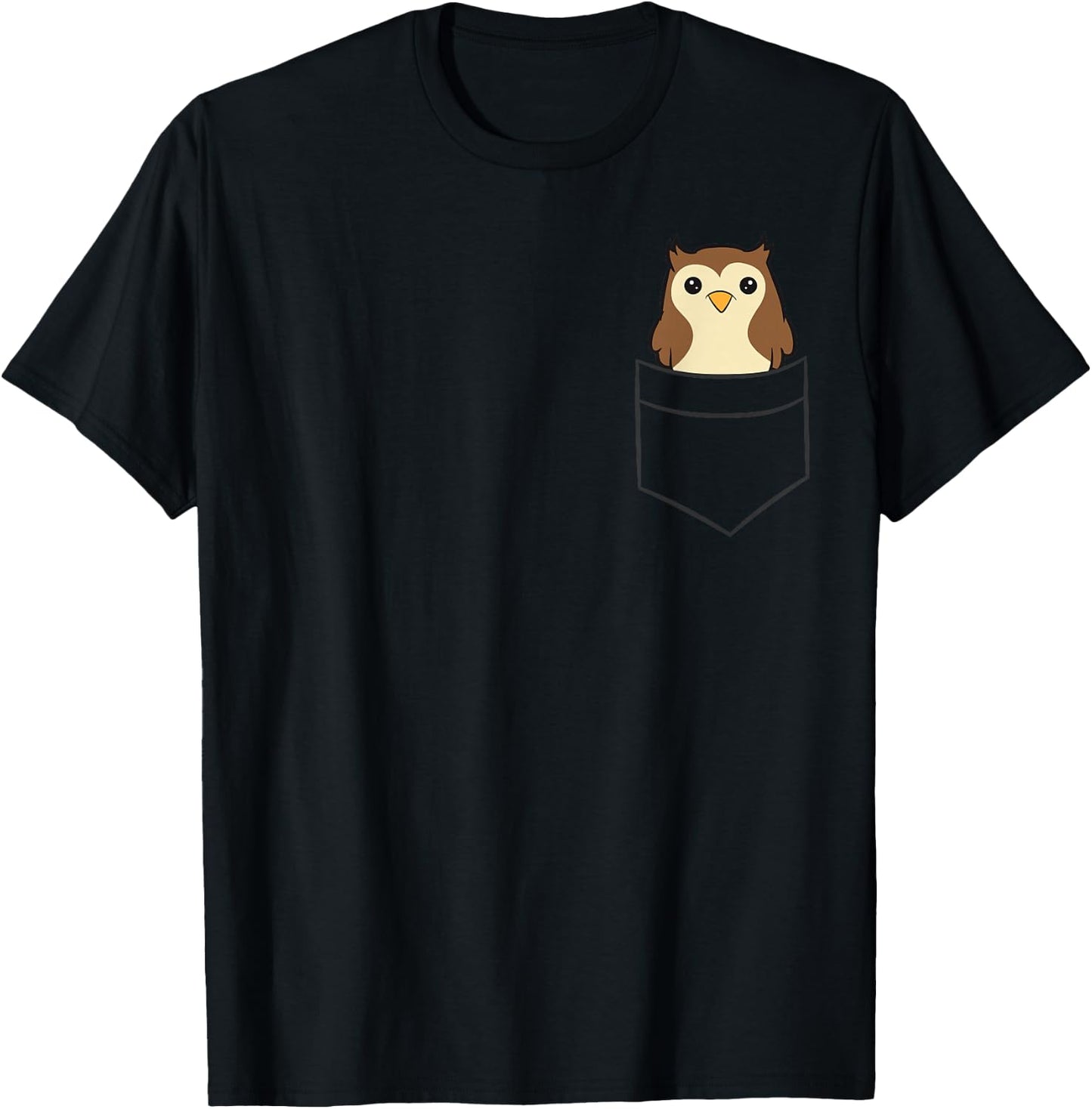 Cute Owl In The Pocket T-Shirt - T-Shirt | Black