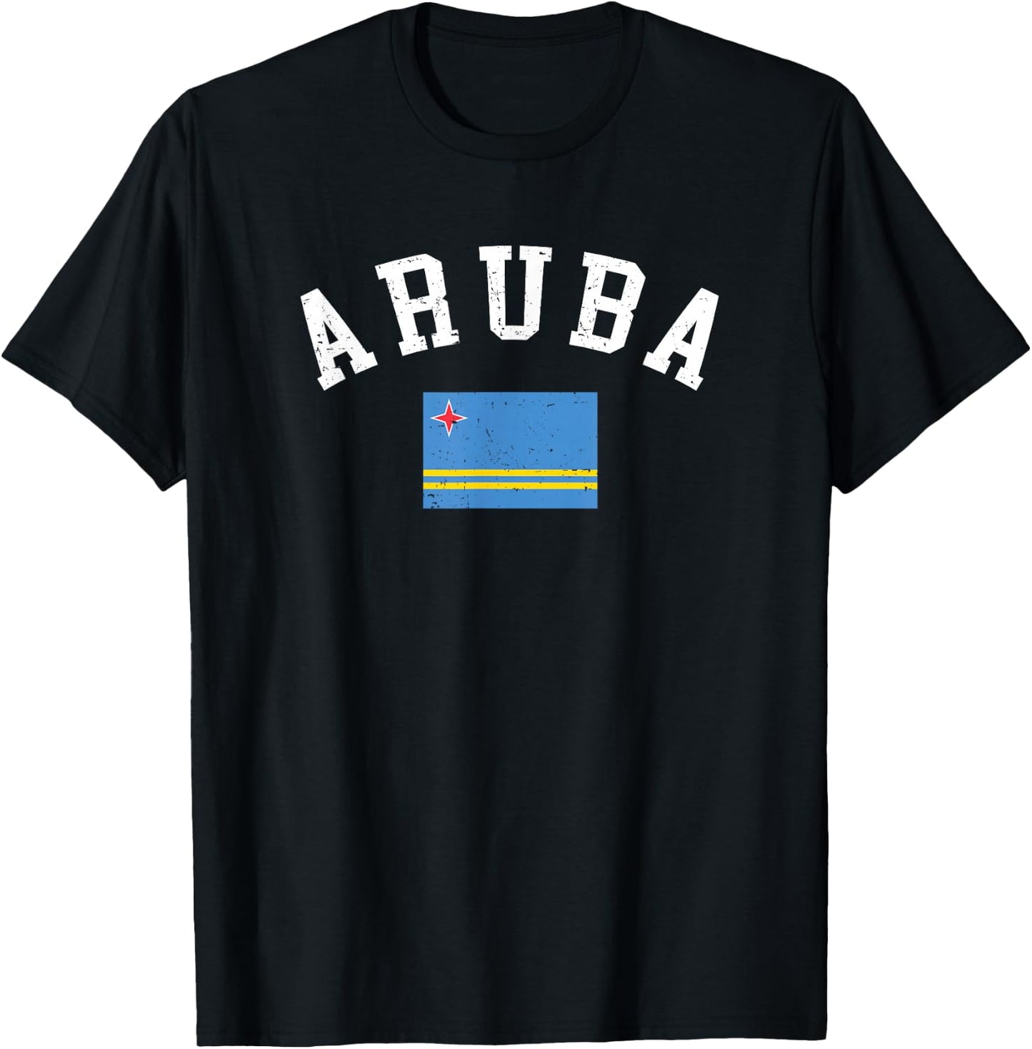 Aruba Flag Vintage Vacation Travel Souvenir T-Shirt - T-Shirt | Black