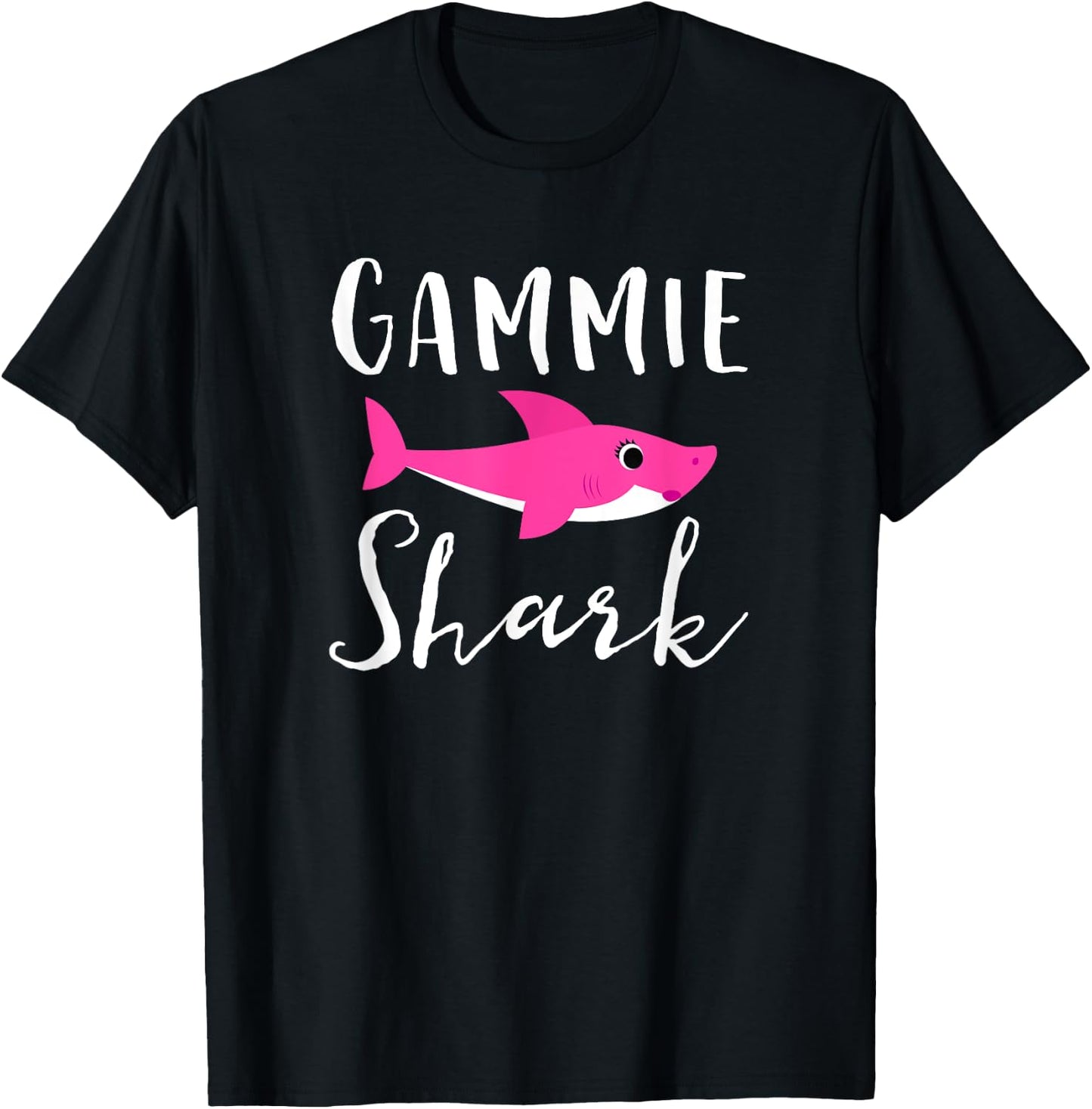 Gammie Shark Grandma Grandmother Pink Shark Graphic T-Shirt - T-Shirt | Black