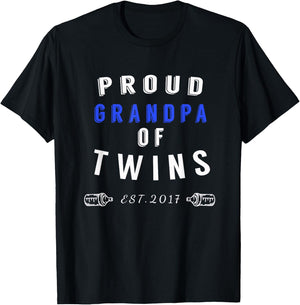 Proud Grandpa of Twins - Twins Announcement Shirt T-Shirt - T-Shirt | Black
