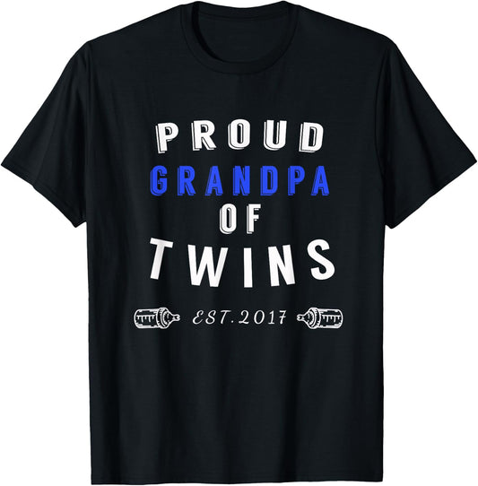 Proud Grandpa of Twins - Twins Announcement Shirt T-Shirt - T-Shirt | Black
