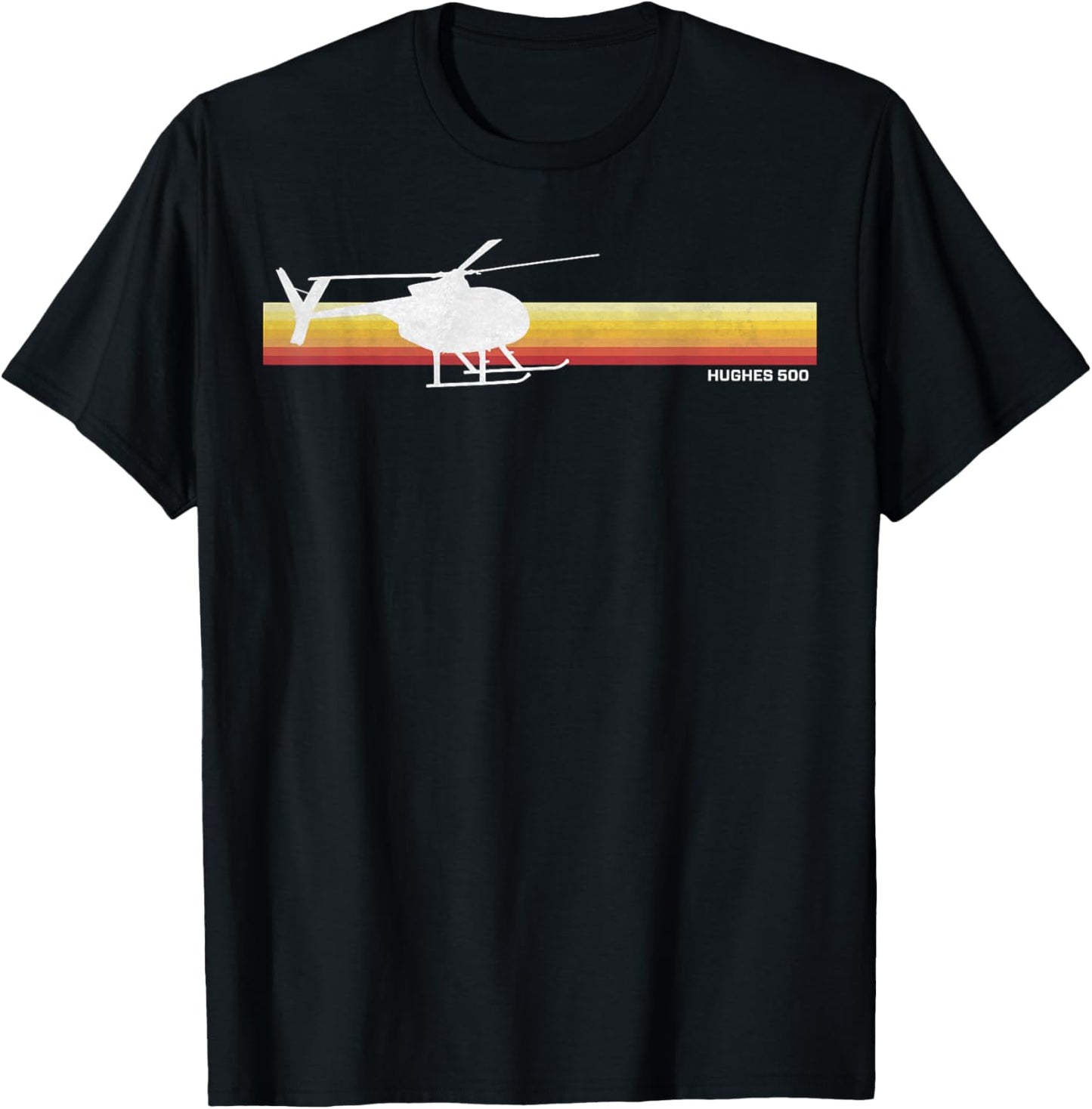 MD 500 Vintage Helicopter Pilot Silhouette Sunset Hughes 500 T-Shirt - T-Shirt | Black