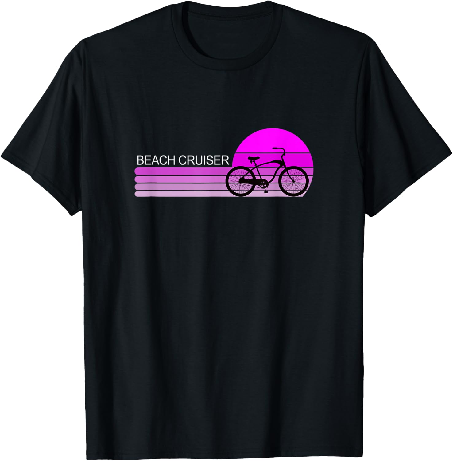 Pink Sunset Beach Cruiser For Bicycle Bike Cycle Owners Women Kids T-Shirt - T-Shirt | Black