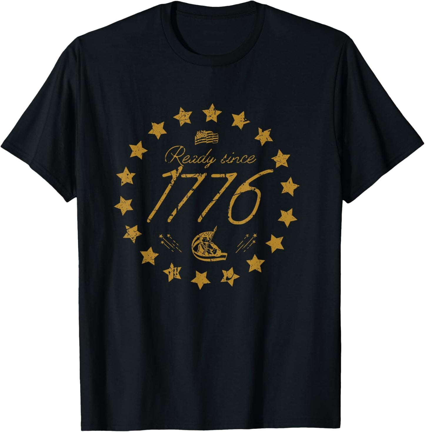Ready Since 1776 Patriotic Stars Emblem Men T-Shirt - T-Shirt | Black