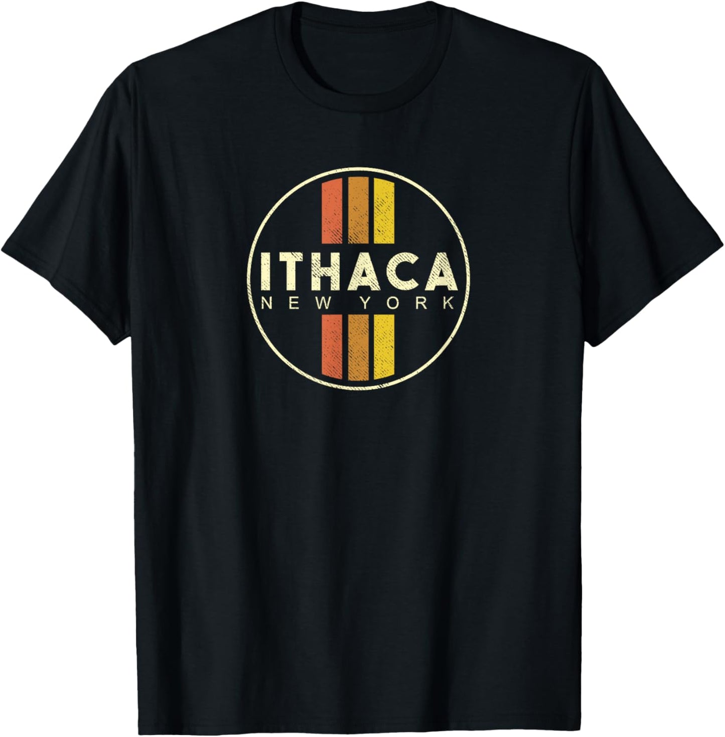 Retro Ithaca New York Vintage 80s Style T-Shirt - T-Shirt | Black