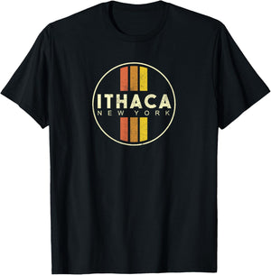 Retro Ithaca New York Vintage 80s Style T-Shirt - T-Shirt | Black