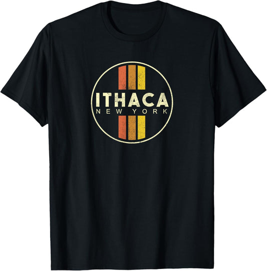 Retro Ithaca New York Vintage 80s Style T-Shirt - T-Shirt | Black