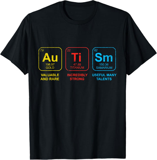 Autism Awareness Women Men Kids Elements Periodic Table ASD T-Shirt - T-Shirt | Black
