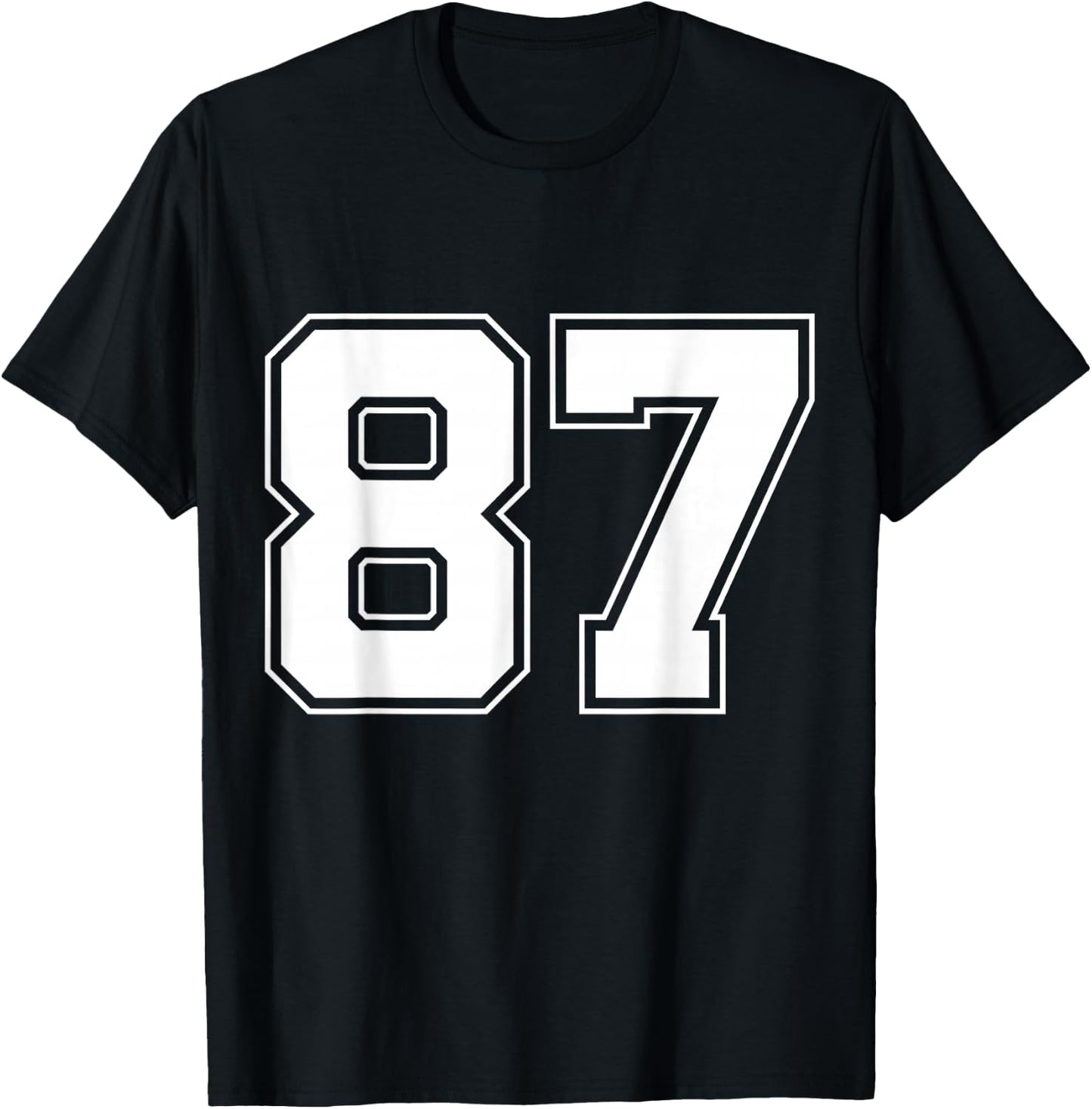 Number 87 Big Bold Capital Varsity Alphabet Monogram T-Shirt - T-Shirt | Black
