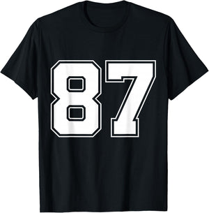 Number 87 Big Bold Capital Varsity Alphabet Monogram T-Shirt - T-Shirt | Black