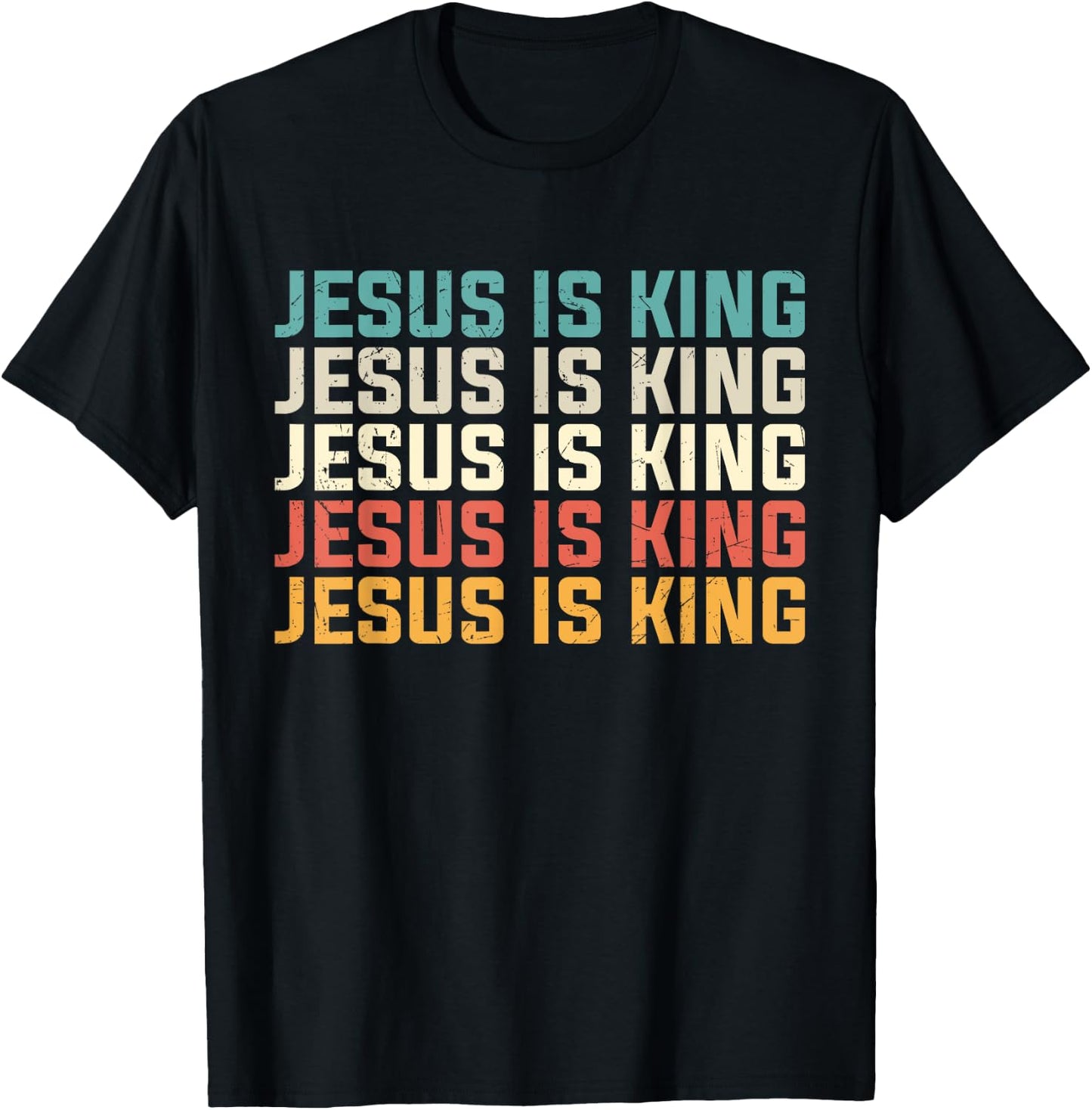 Jesus Is King Vintage Retro Jesus Christ Christian Church T-Shirt - T-Shirt | Black